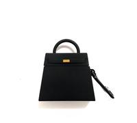 Coque pour AirPods 4, mini sac à main tendance créative pour filles, étui élégant en silicone souple TPU protection écouteurs housse de charge pour AirPods 4 + crochet - Noir