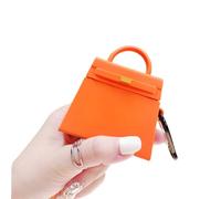 Coque pour AirPods 4, mini sac à main tendance créative pour filles, étui élégant en silicone souple TPU protection écouteurs housse de charge pour AirPods 4 + crochet - Orange