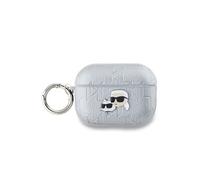 Coque pour AirPods Pro 2 à Motif Karl et Choupette Gaufré Argent