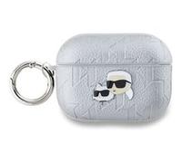 Coque pour AirPods Pro 2 à Motif Karl et Choupette Gaufré Karl Lagerfeld Argent G