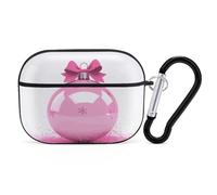 Coque pour AirPods Pro 2 avec boule de Noël rose, coque de protection rigide antichoc pour homme et femme, compatible avec coque Airpod Pro 2e/1ère génération, avec porte-clés (noir)
