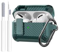 Coque pour Airpods Pro 2, serrure pour homme avec kit de nettoyage, coque de protection avec stylo de nettoyage compatible avec la coque Airpod Pro, coque robuste antichoc pour Air Pods Pro2/1, vert