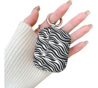 Coque pour AirPods Pro 2e/1re Génération, Coque en Silicone Antichoc avec Porte-clés Design Mignon à Imprimé Rayures Zèbre pour Filles et Femmes pour AirPods Pro/Pro 2 -Noir