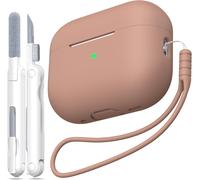 Coque pour AirPods Pro 2e génération, Anti-Chute en Silicone Souple Absorbant Les Chocs, Coque pour AirPods Pro au Toucher avec Porte-clés et kit de Nettoyage,Thé au Lait