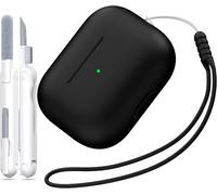 Coque pour AirPods Pro 2e génération, Anti-Chute en Silicone Souple Absorbant Les Chocs, Coque pour AirPods Pro au Toucher avec Porte-clés et kit de Nettoyage,Noir