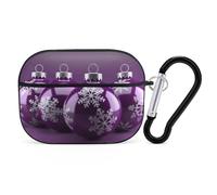 Coque pour AirPods Pro 2e génération, boule de Noël violette pour AirPods Pro 2, coque de protection rigide antichoc avec porte-clés pour filles, femmes et hommes