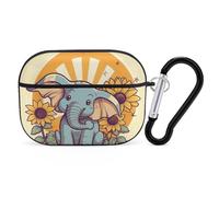 Coque pour AirPods Pro 2e génération, éléphant joyeux AirPods Pro 2, coque de protection rigide antichoc pour iPod Pro portable avec porte-clés pour filles, femmes et hommes
