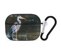 Coque pour AirPods Pro 2e génération - Motif héron gris dans l'eau - Coque de protection rigide en polycarbonate pour AirPods Pro 2e génération - Ouverture facile - Style noir