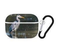 Coque pour AirPods Pro 2e génération, motif héron gris dans l'eau pour AirPods Pro 2, coque de protection rigide antichoc avec porte-clés pour filles, femmes et hommes