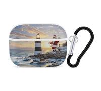Coque pour AirPods Pro 2e génération, phare du Père Noël, coque de protection rigide antichoc avec porte-clés pour filles, femmes et hommes
