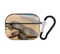 Coque pour AirPods Pro 2e génération, tortues sur la plage, coque rigide résistante aux chocs avec porte-clés pour filles, femmes et hommes