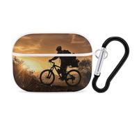 Coque pour AirPods Pro 2e génération, vélo de montagne le soir - Coque de protection rigide antichoc pour iPod Pro avec porte-clés pour filles, femmes et hommes