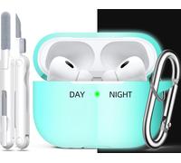 Coque pour AirPods Pro 2ème/1ère génération avec kit de Nettoyage, Protection complète en Silicone pour Apple AirPods Pro 2023/2022/2019, étui de Chargement [LED Avant Visible],Brille la Nuit