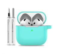 Coque pour AirPods Pro 3 2025 avec kit de nettoyage, coques de protection en silicone souple pour iPod Pro 3ème génération, accessoires avec porte-clés pour homme et femme (vert)