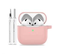 Coque pour AirPods Pro 3 2025 avec kit de nettoyage, coques de protection en silicone souple pour iPod Pro 3ème génération, accessoires avec porte-clés pour homme et femme (rose)
