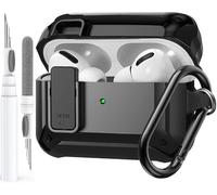 Coque pour Airpods Pro 3 avec clip de verrouillage, coque rigide robuste Apple Airpods Pro 3e génération 2025 pour homme et femme, armure antichoc pour iPod Pro3 Gen avec kit de nettoyage, noir