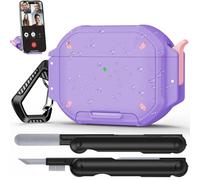 Coque pour AirPods Pro 3 avec verrou de sécurité et support de téléphone, étanchéité IPX8 : coque rigide robuste pour AirPods Pro 3e génération 2025 avec nettoyeur et porte-clés, protection puissante