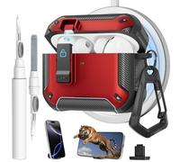 Coque pour AirPods Pro 3 avec verrouillage magnétique et support de téléphone, compatible avec le chargement MagSafe, avec mousqueton et kit de nettoyage pour Apple iPod Pro 3ème génération (2025