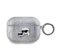 Coque pour AirPods Pro à Motif Karl et Choupette Gaufré Argent