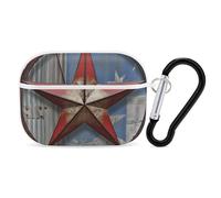 Coque pour AirPods Pro American Wastern Texas Star avec anneau porte-clés - Coque rigide en polycarbonate pour AirPods Pro 2ème génération pour homme et femme - Facile à ouvrir - Style blanc