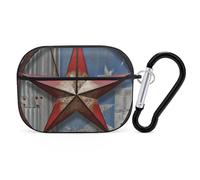 Coque pour AirPods Pro American Wastern Texas Star avec anneau porte-clés - Coque rigide en polycarbonate pour AirPods Pro 2e génération pour homme et femme - Ouverture facile - Protection complète