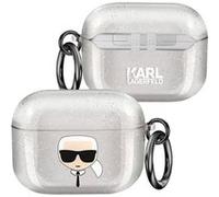 Karl Lagerfeld KLAPUKHGS Coque de Protection pour AirPods Pro Argenté pailleté