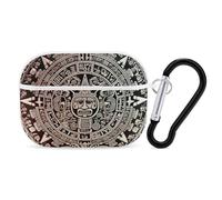 Coque pour AirPods Pro Calendrier Maya End of The World avec anneau porte-clés - Coque rigide en polycarbonate pour AirPods Pro 2e génération - Ouverture facile - Style blanc