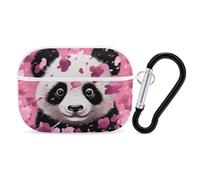 Coque pour AirPods Pro en coton panda rose avec anneau porte-clés Coque rigide en polycarbonate pour AirPods Pro 2e génération pour homme et femme - Ouverture facile - Protection complète contre les