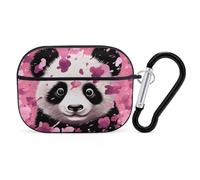 Coque pour AirPods Pro en coton panda rose avec anneau porte-clés coque rigide en polycarbonate pour AirPods Pro 2e génération pour hommes et femmes, ouverture facile, protection complète contre les