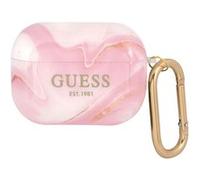 Coque pour AirPods Pro Marbrée Silicone Rigide avec Mousqueton Guess Rose G