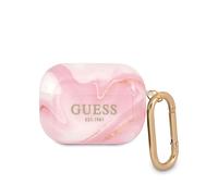 Coque pour AirPods Pro Marbrée Silicone Rigide avec Mousqueton Guess Rose G