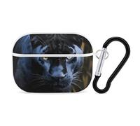 Coque pour AirPods Pro Panther aux yeux bleus avec anneau porte-clés - Coque rigide en polycarbonate pour AirPods Pro de 2e génération pour homme et femme - Facile à ouvrir - Style blanc
