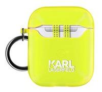 Accessoires audio Karl Lagerfeld Coque pour Airpods Silicone gel avec Mousqueton Choupette Ikonik jaune