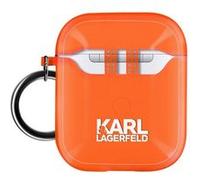 Accessoires audio Karl Lagerfeld Coque pour Airpods Silicone gel avec Mousqueton Choupette Ikonik orange