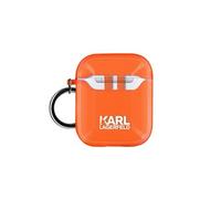 Coque pour Airpods Silicone gel avec Mousqueton Choupette Ikonik Karl Lagerfeld orange G
