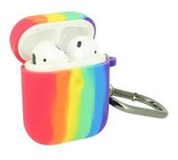 Coque pour AirPods Version 1 et 2 Silicone Motif Arc en ciel avec Mousqueton Multicolore G