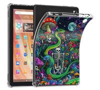 Coque pour Amazon Kindle Fire HD 10 et HD 10 Plus (13e génération, sortie en 2023) - Coque de protection transparente, fine, légère et souple en TPU souple, amorti, motif serpent vert et squelette