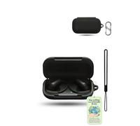 Coque pour Anker Soundcore AeroFit 2 Pro en Silicone Liquide,Étui de Protection Antichoc Ultra-Mince,Housse Soft-Touch Anti-Rayures avec Mousqueton,Compatible Charge sans Fil - Noir