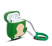 cadorabo Housse de Protection Compatible avec Apple AirPod 1 & 2 - Etui pour Casque Portable en Silicone Porte-clés 3D - Design Happy Dinosaur - Boîtier de Protection pour Bouchons d'oreille