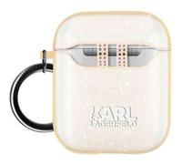 Coque pour Apple Airpods Silicone gel Pailletée Choupette Ikonik Rose champagne