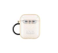 Coque pour Apple Airpods Silicone gel Pailletée Choupette Ikonik Karl Lagerfeld Rose champagne G