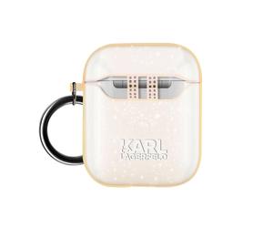 Coque pour Apple Airpods Silicone gel Pailletée Choupette Ikonik Rose champagne