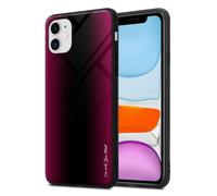 Coque pour Apple iPhone 11 Aspect rayé en CRAMIN ROSE Housse de protection Étui en silicone TPU et dos en verre trempé