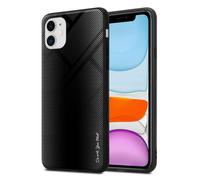 Coque pour Apple iPhone 11 Aspect rayé en OPALE NOIR Housse de protection Étui en silicone TPU et dos en verre trempé
