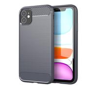 Coque pour Apple iPhone 11 en BRUSHED GRIS Housse de protection Étui en silicone TPU flexible, aspect inox et fibre de carbone