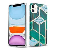 Coque pour Apple iPhone 11 en Marbre Or Blanc Vert Foncé No. 6 Housse de protection Étui en silicone TPU avec motif mosaïque