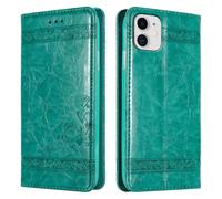 Coque pour Apple iPhone 11 en TURQUOISE avec ornements Housse de protection Étui avec fermeture magnétique, fonction de support et compartiment pour carte