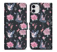 Cadorabo Housse Compatible avec Apple iPhone 11 - Design Grue & Fleurs No. 9 - Housse de Protection avec Fermeture magnétique, Fonction de Support et Compartiment pour Carte