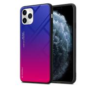 Coque pour Apple iPhone 11 PRO en VIOLETT - ROUGE Housse de protection Étui bicolore en silicone TPU et dos en verre trempé