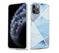 Coque pour Apple iPhone 11 PRO en Marbre Gris Blanc Bleu No. 2 Housse de protection Étui en silicone TPU avec motif mosaïque